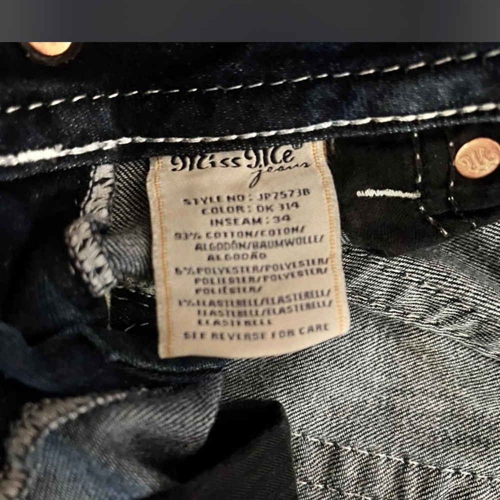 Miss Me Dark Blue Rhinestone Accent bootcut Jeans - Picture 4 of 5